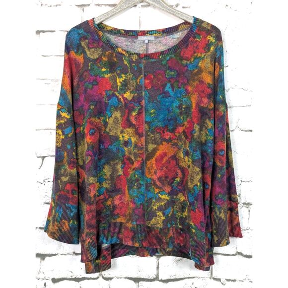 HABITAT Super Soft Fleece Boxy Artsy Slouchy Sweater Color Drench Lagenlook XL - Picture 1 of 8